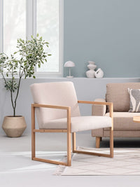 Sillón KALUNDBORG tela arena/roble natural