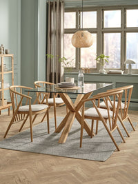 Mesa de comedor AGERBY 90x160 cristal/roble natural
