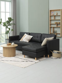Sofá FALSLEV chaise longue polipiel negro