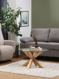 Mesa de centro AGERBY 60x100 cristal/roble natural
