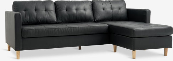 Sofá FALSLEV chaise longue polipiel negro