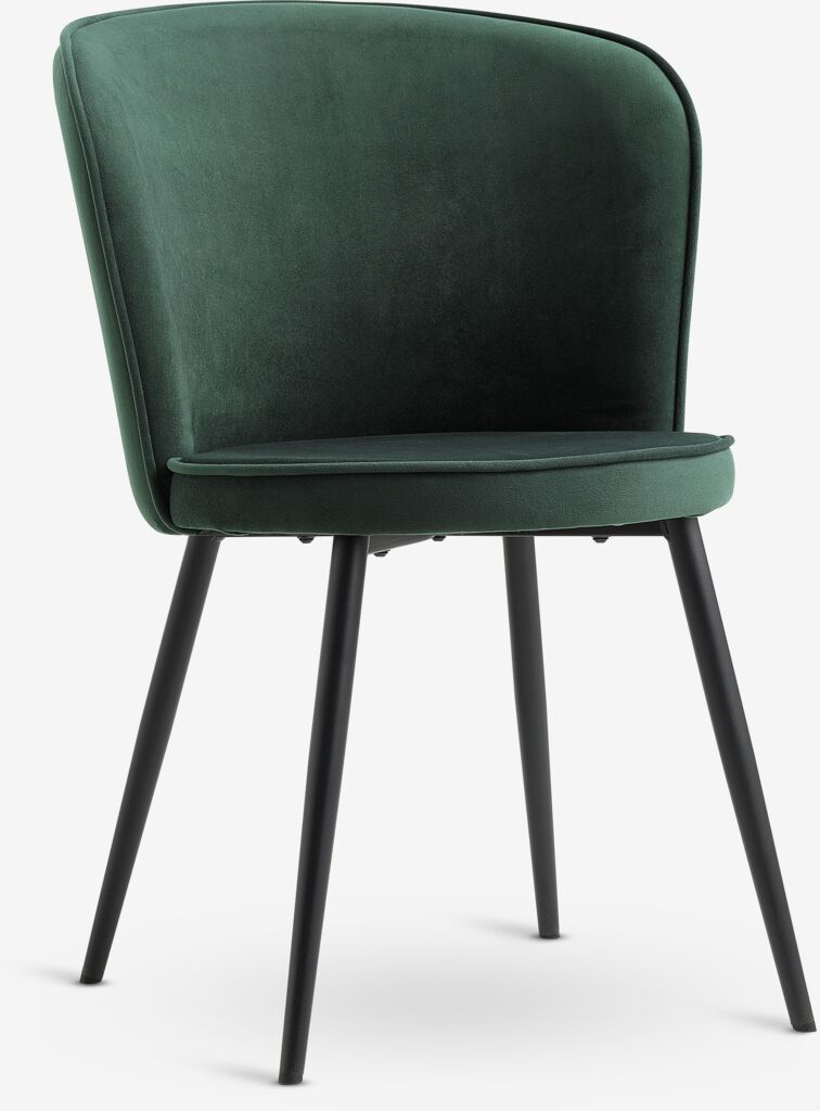 Silla de comedor RISSKOV terciopelo verde oscuro/negro