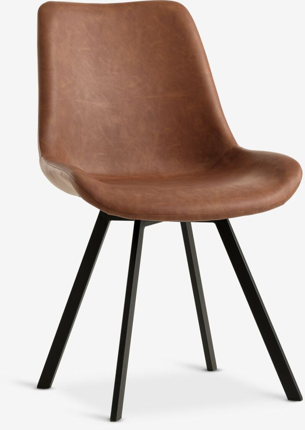 Silla de comedor HYGUM giratoria polipiel marrón/negro