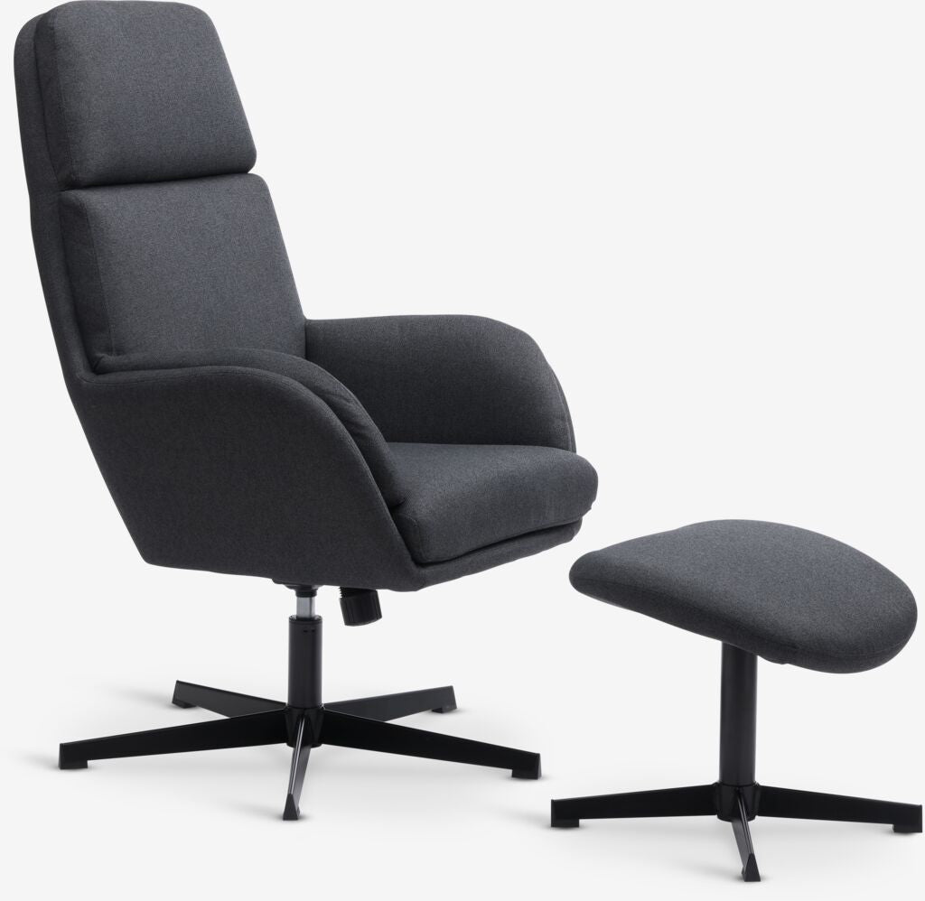 Sillón reclinable con reposapiés TANKEDAL tela gris oscuro