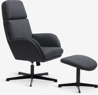 Sillón reclinable con reposapiés TANKEDAL tela gris oscuro