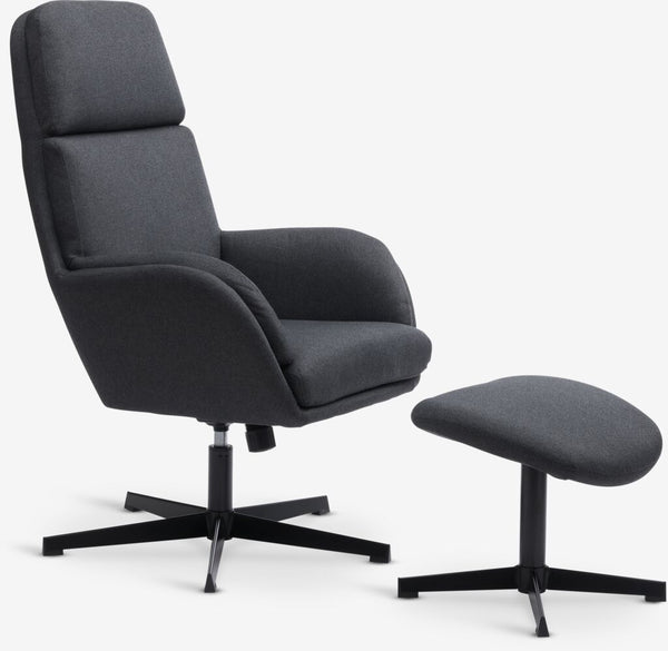 Sillón reclinable con reposapiés TANKEDAL tela gris oscuro