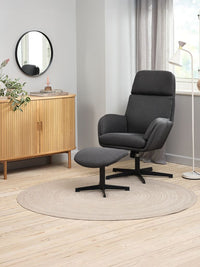 Sillón reclinable con reposapiés TANKEDAL tela gris oscuro