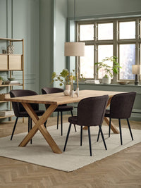 Silla de comedor RISSKOV tela marrón oscuro/negro