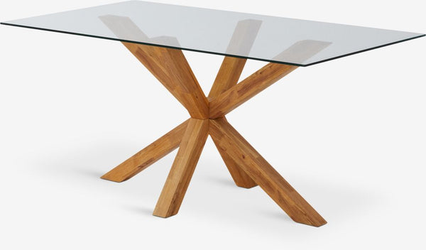 Mesa de comedor AGERBY 90x160 cristal/roble natural