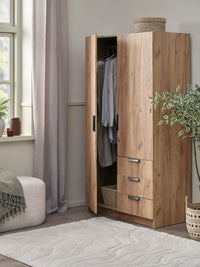 Armario JENSLEV 96x176 2 puertas 3 cajones roble salvaje