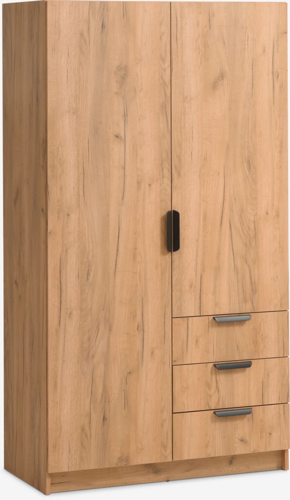 Armario JENSLEV 96x176 2 puertas 3 cajones roble salvaje