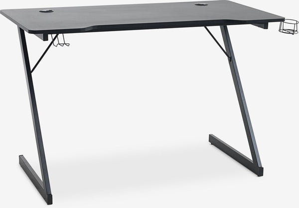 Escritorio gaming HALSTED 60x120 portabebidas+soporte negro