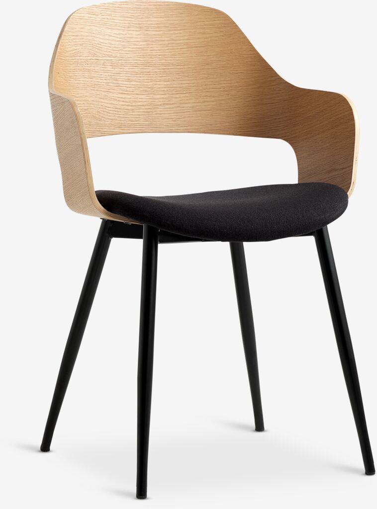 Silla de comedor HVIDOVRE roble natural/tela negro