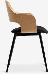 Silla de comedor HVIDOVRE roble natural/tela negro