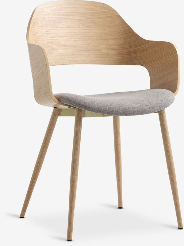 Silla de comedor HVIDOVRE roble claro/tela gris claro