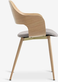 Silla de comedor HVIDOVRE roble claro/tela gris claro